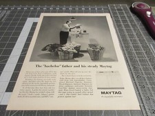 1962 Maytag automatic Washer "Bachelor" Vintage Print Ad 