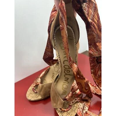 Sam Edelman Sandalias Alpargata Tacón Bloque Tonos Marrón Talla 8.5M Peep Toe Foto 1 de 4