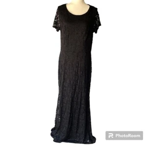 Women's Plus Size Black Lace Long Formal Evening Cocktail Prom Dress Gown, Sz 18 - Picture 1 of 9