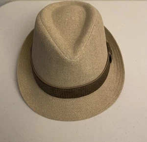 Kooringal Beige Paper Woven Hat Fedora Style Size 59 CM L Large Brown Band - Picture 1 of 5