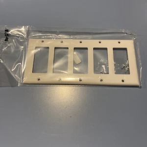 White Plastic 5-Gang Wall Plate - Picture 1 of 4