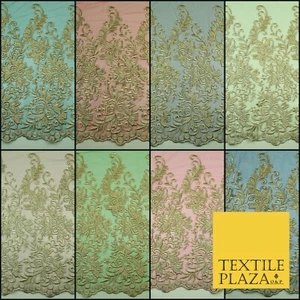 5 YARDAS DE ENCAJE AFRICANO ASO EBI NUEVO Red de Bordado de Oro Red Boda Tela Sari - Imagen 1 de 42