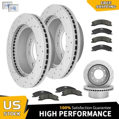 Front Rear Drilled Rotors Brake Pads for 2011-2018 Silverado Sierra 2500 3500 HD Foto 1 de 4