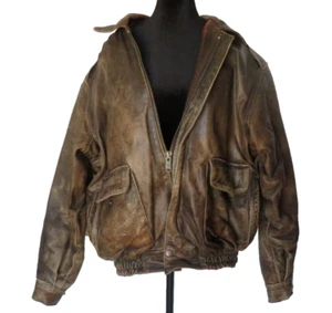 VINTAGE Unik® Leather Motorcycle Jacket Full Zip Men’s Large Heavy Padded - Picture 1 of 24