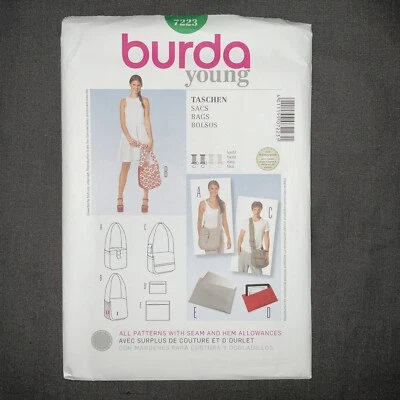 UNCUT Burda 7223 Pattern Purse Tote Messenger Bag Cross Body Bag - Image 1 of 2