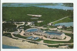 Postal vintage Air View of Marineland Florida estudios marinos oceanario lino vintage - Imagen 1 de 2