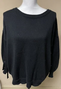 Women’s Mono B Black Sweater With Tie Sleeves Sz L - Picture 1 of 8