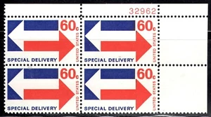 U S SCOTT E 23 SPECIAL DELIVERY 60 CENT PLATE BLOCK OF 4 MNH - Picture 1 of 1