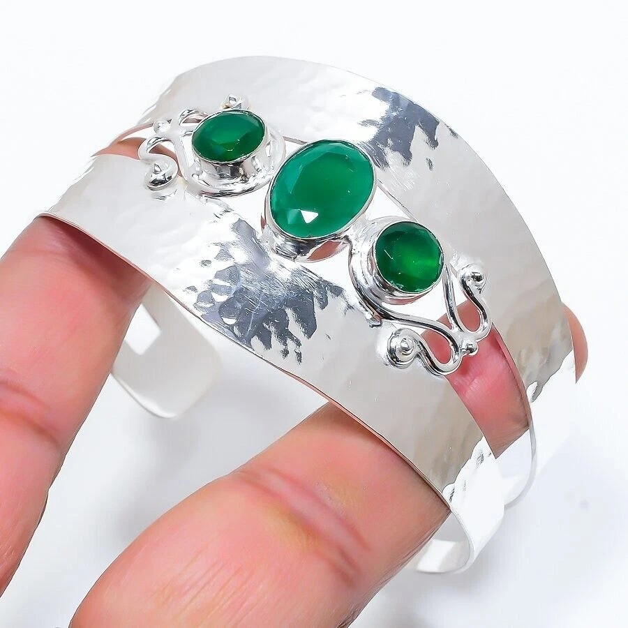 Bracciale regolabile con polsino regolabile in argento sterling 925 con... - Immagine 1 di 1