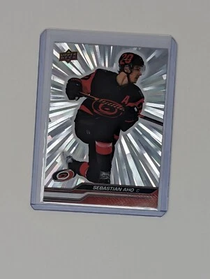 2023-24 Upper Deck Series 1 #30 Sebastian Aho Outburst Silver - Image 1 of 2