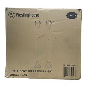 Westinghouse Intelligent Solar Warm White Vintage Post Light, 2 Pack, Black
