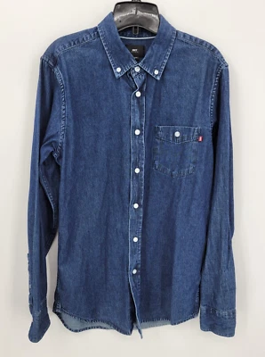 Camisa Obey Para Hombres Pequeña Azul Denim Manga Larga Con Botones Ropa de Calle Y2K Hipster Foto 1 de 4