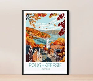 Poughkeepsie New York Travel Poster Premium Quality Choose your Size - Imagen 1 de 3