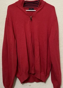 Brooks Brothers Men's Sweater Size XL 100% Supima Cotton Red "346" 1/4 Zip - Picture 1 of 5