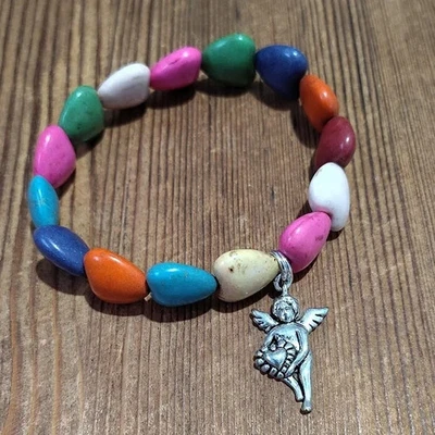 Hearts and Cupid Ladies Stretchy Bracelet, Handmade Ladies Bracelet - Image 1 of 4