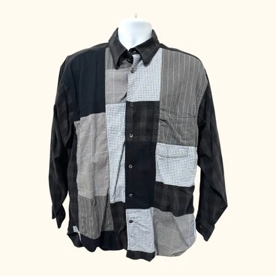 Camisa masculina Alex Cannon xadrez colcha remendo botão multicolorida tamanho GG - Imagem 1 de 4