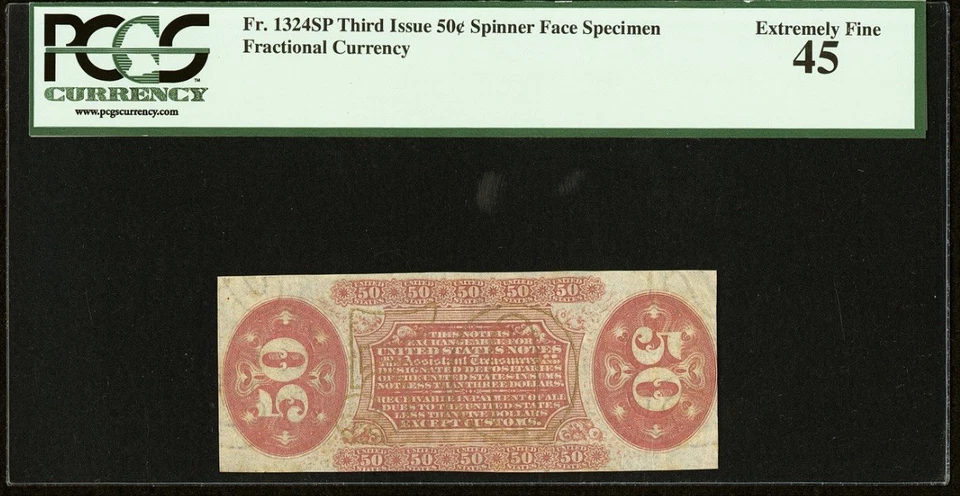 FR# 1324 Fractional 1864 Currency, 50c Civil War 3rd Issue Face Specimen PCGS 45 - Image 1 of 4