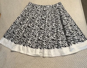 Peck & Peck Womans Black/white Abstract Pleated Skirt Side Zip Size 16 EUC - Picture 1 of 8