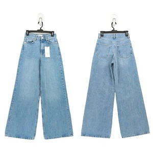 ZARA Womens 2 / 34 Jeans Blue High Waisted Super Wide Leg Faded 6045/220/400 NEW - Picture 1 of 8