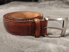 Vintage Cole Haan Rustic Stiched Genuine Leather Belt Made In England