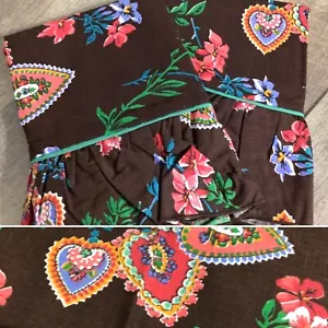 Vintage Rubaiyat Martex Brown Floral Hearts Ruffled Pair of Standard Pillowcases - Picture 1 of 10