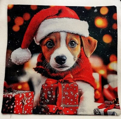 Funda de almohada Jack Russell Beagle cachorro Santa Navidad decoración del hogar de vacaciones Foto 1 de 3