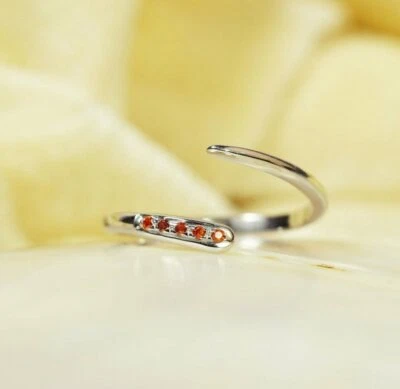 14k Gold Open Cuff Ring Stackable Garnet Ring Engagement Ring Spessartine Garnet - Изображение 1 из 4