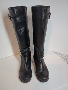 Franco Sarto Tall Black Leather Boots 16 in Tall, Women Sz 8M - Picture 1 of 9
