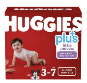 Huggies Plus Little Movers ๐ผ Diapers Sizes 3 - 7 (Select Size) - Picture 1 of 11