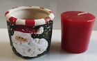 Christmas Votive/Tea Light Holder Home Interiors Santa  + Red Votive Candle
