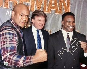 George Foreman & Evander Holyfield Signed 16x20 Photo JSA & George Foreman Authe - Picture 1 of 3