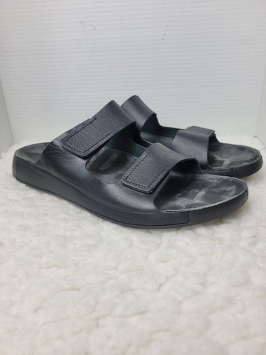 Ecco 2nd Cozmo sandali uomo taglia 13 pelle nera doppio cinturino comodi slide
