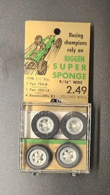 Juego Riggen de neumáticos negros y llantas pulidas para coche ranurados de la década de 1960 1/24 #798 6 agujeros RARO Foto 1 de 4