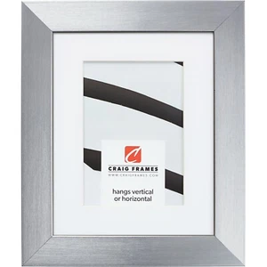 Craig Frames Modern Aesthetics 150, 1.5" Brushed Silver Picture Frame With a Mat - Picture 1 of 9