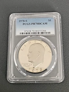 💎AMAZING💎 PCGS 1978-S CLAD EISENHOWER IKE DOLLAR PROOF DCAM PCGS PR70 PR70DCAM - Picture 1 of 12