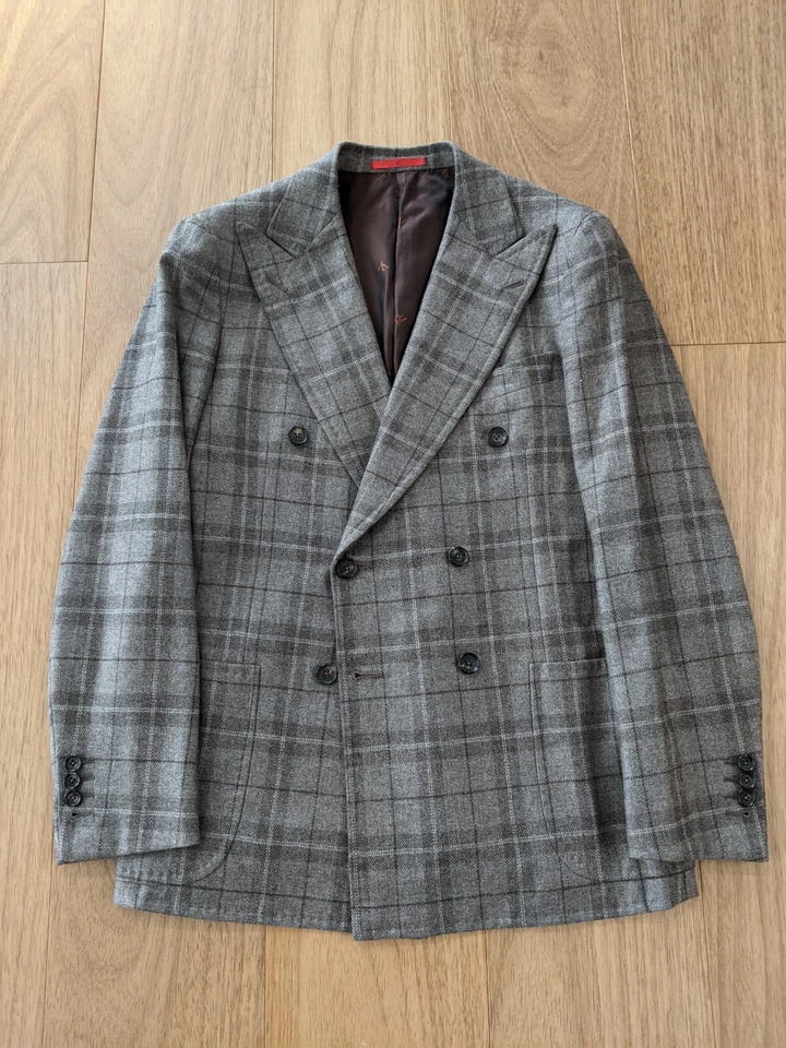 Blazer Abrigo Deportivo Isaia Doble Pecho Chaqueta CACHEMIRA PURA 46EU 36US Foto 1 de 4