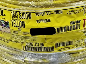 Carol 02602 18/3C Super Vu-Tron Supreme Yellow SJOOW 300V Power Cable Cord /10ft - Picture 1 of 10