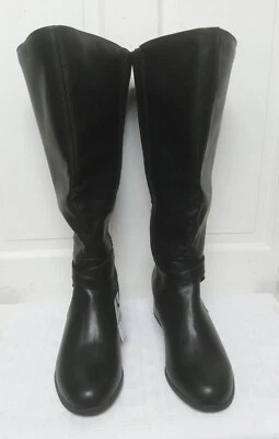 Botas de pantorrilla extra anchas hasta la rodilla de cuero sintético negro Lane Bryant para mujer etiquetas nuevas  Foto 1 de 4