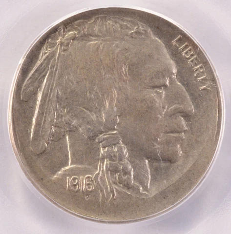 1916-D 5c Buffalo Nickel Uncentered Broadstruck PCGS MS62 Cover