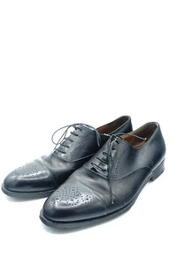 Vtg Salvatore Ferragamo Men’s Black Leather Cap-Toe Oxford Shoes Size 9.5 D - Picture 1 of 16