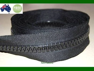 Nº 10, Dientes Gruesos Negros Resistentes Costura en Tienda, Cremallera Extremo Abierto, 70cm y 75cm Foto 1 de 4