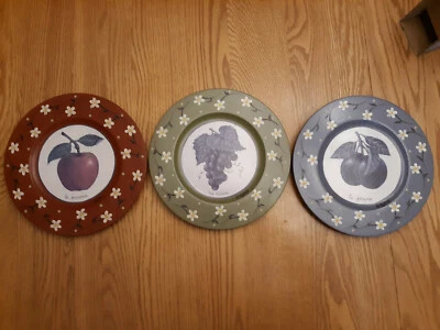 Juego de platos de fruta franceses de madera decorativos pintados a mano  Foto 1 de 4