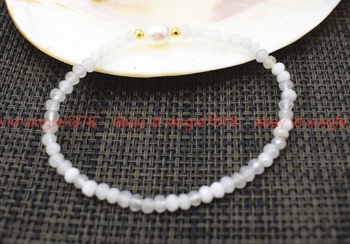 VALENTINO Meraviglioso Bracciale 2x4mm Sfaccettato Tondo Giada Bianca Gemma Perle 7 5''