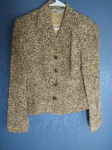 Allison Taylor Womens Small Silk Leopard Print Lined Jacket Vintage RN86149 - Picture 1 of 5