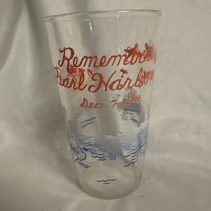 Remember Pearl Harbor - Vintage Souvenir Glass (Red White & Blue) - Picture 1 of 11