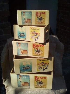 Fantastic retro style wooden vintage food advert boxes in 5 sizes. - Image 1 of 2