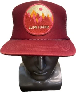 Otto Maroon Vintage Style Outdoor SnapBack trucker hat Climb Higher Patch - Picture 1 of 9