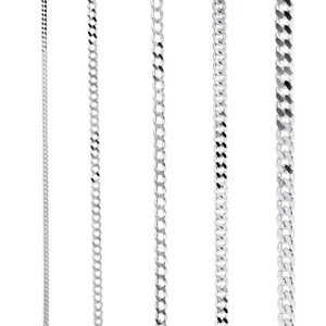 925 Sterling Silver Curb Necklace Chain in various lengths with a gift bag - Picture 1 of 11