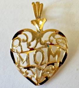 Vintage 14K yellow gold Michael Anthony Ma Heart MOM pendant 0.9g - Picture 1 of 9