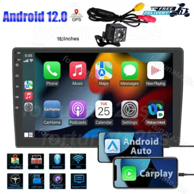 Double 2DIN MP5 Player 10.1'' Android 12 Touch Car Stereo Radio GPS Wifi Carplay - Image 1 of 4